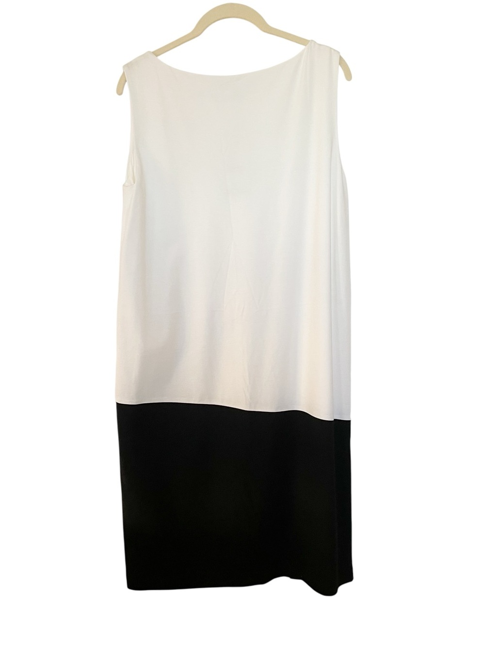 Lafayette 148 Sleeveless White and Black Colorblock Shift Dress Medium Stretch - Picture 4 of 7